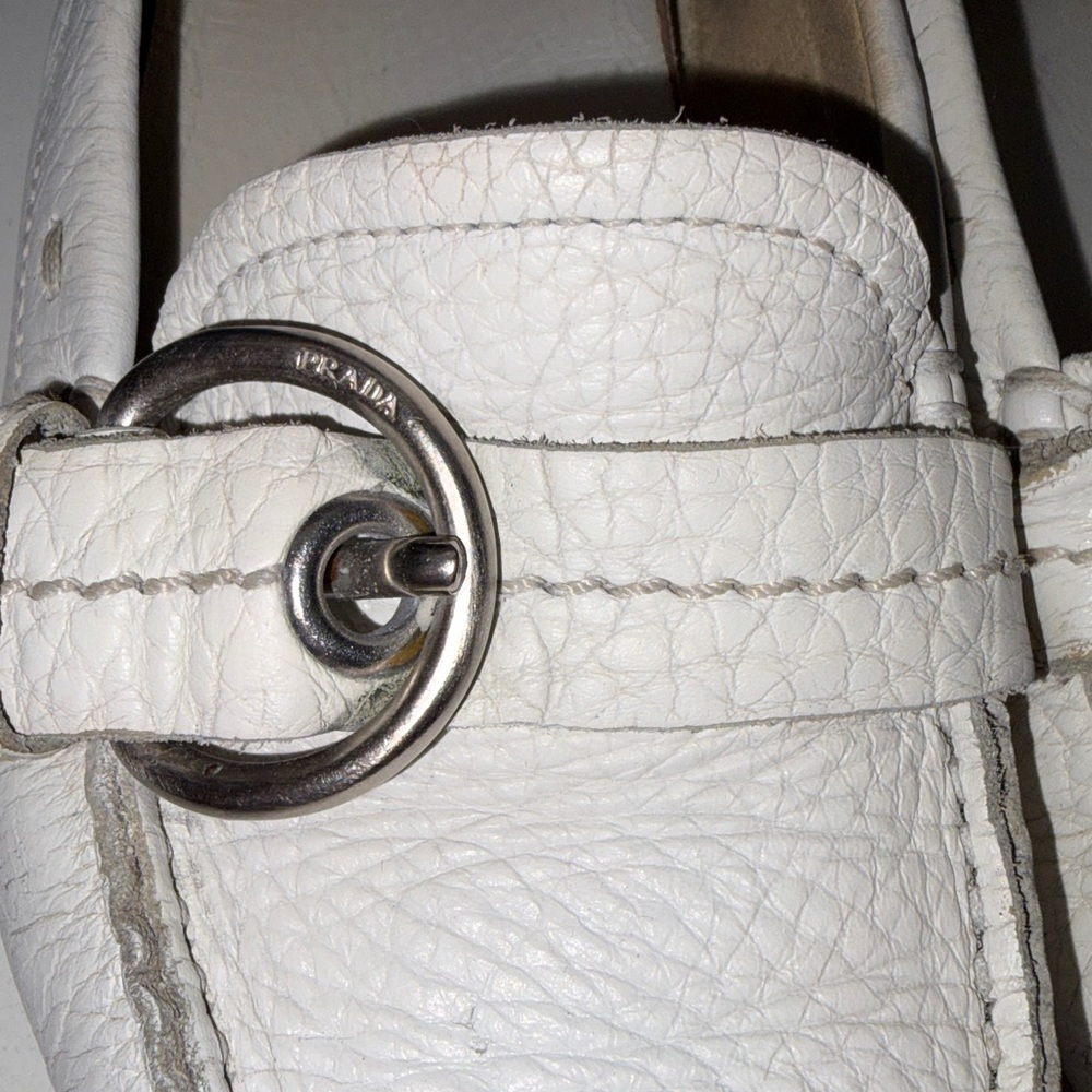 White Prada leather flats loafers size 35 1/2